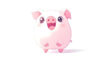 Fototapeta premium Adorable Pink Pig Illustration