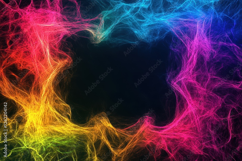 Aufkleber seamless abstract neon square frame with vibrant colors and dynamic patterns, abstract neon square f