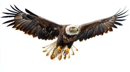 Obraz premium Majestic Bald Eagle in Flight with Outstretched Wings