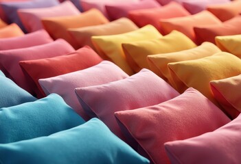Obraz premium Rows of Colorful Fabric Swatches in Gradient Hues