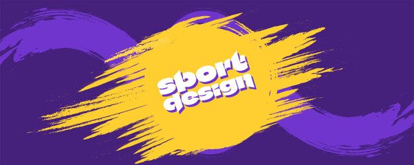 Obraz premium Purple sport abstract background with grunge texture, brush stroke and halftone effect