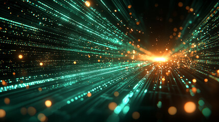 Naklejka premium Abstract Digital Data Stream: Futuristic Technology and Network Concept