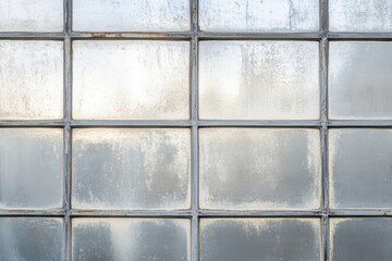 Grungy window pane surface with multiple glass sections