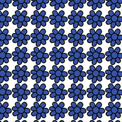 seamless pattern with blue flowers