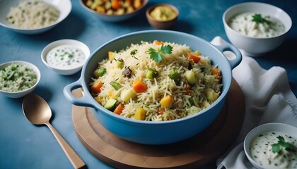 Tasty vegetable pulao paired perfectly with fresh raita