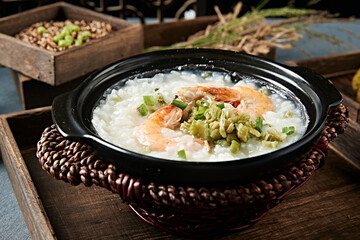 Claypot Fresh Shrimp Boiled White Porridge Seafood Porridge