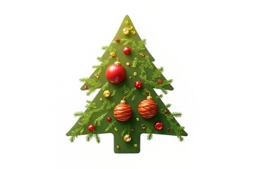Naklejka premium Festive Christmas Tree Decorated with Ornaments - Creative Design