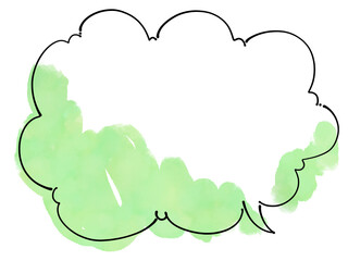 モクモク雲形吹き出し（緑）