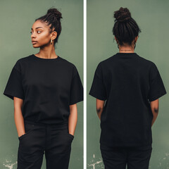 young woman in black t-shirt