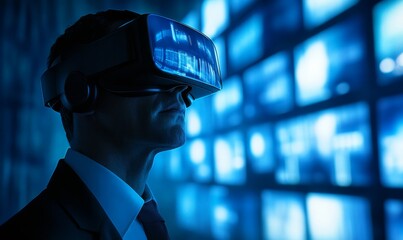 Futuristic Business VR Meeting A glimpse into the future with a virtual reality meeting, showcasing the integration of advanced technology for immersive and collaborative business, Generative AI