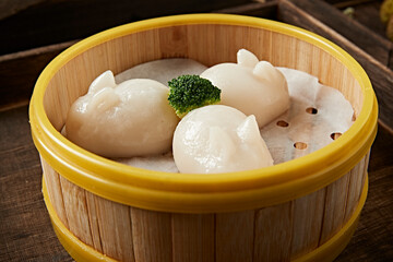 Hong Kong style tea set steamed rabbit crystal shrimp dumplings