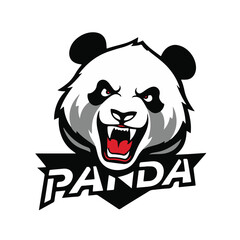 This is a cool black and white drawing of a panda's head! It's not just any panda though - it looks like it's roaring or showing its teeth, which gives it a bit of an edgy look.  The artist used lots 