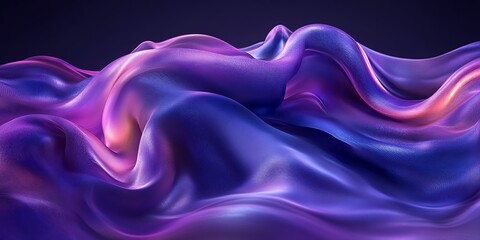 Obraz premium Purple fabric waves, dark background, abstract design, website banner