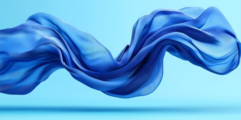 Blue fabric flowing, light blue background, elegant design, fashion