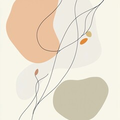 Minimal hand drawn floral and lines background