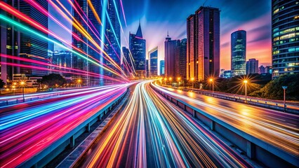 Fototapeta premium Abstract Light Trails, Modern Artistic Backdrop, Long Exposure Photography, Geometric Shapes, Colorful Swirls