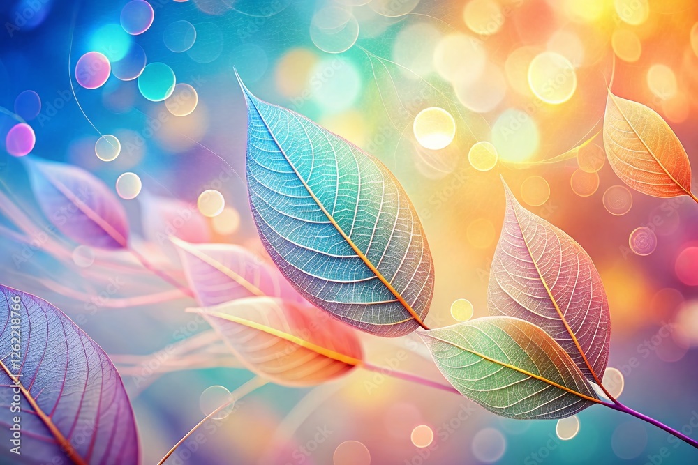 Poster abstract minimalist leaf line bokeh backdrop for design projects