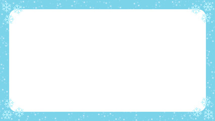 snows and snowflakes with blue frame on white background