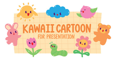 cute pastel kawaii hand drawn flat style cartoon graphic element vector set for decorating presentation or artwork in happy day theme