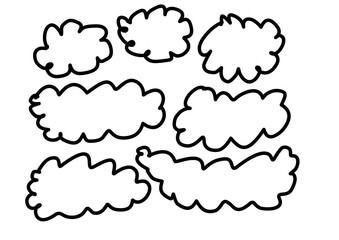 hand drawn line art abstract clouds bubble text