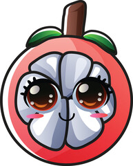 gradient smiling mangosteen cartoon sticker