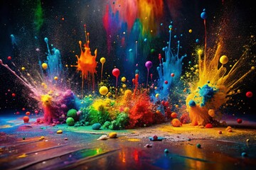 Abstract Paint Splatter Design, Low Light, Unique Background - Stock Photo
