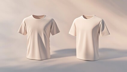 Fototapeta premium plain white t-shirt mockup front and back view on a clean gray background perfect for showcasing designs logos and branding in a realistic setting