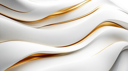 Obraz premium Elegant White and Gold Wave Background Evoking Luxury and Sophistication Perfect for Stylish Presentations and Creative Design Projects Conveying a Sense of Calm and Opulence in Visuals