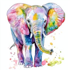 Obraz premium Elegant Watercolor Elephant Design Isolated on White Background Perfect for Print Home Decor and Branding