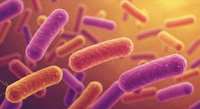 Microscopic view of bacteria. Rods, spheres, spirals