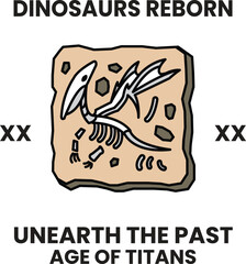 Dinosaur born is the title of the image in the style of sign illustrations