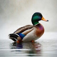 Obraz premium A painterly impressionist-style duck with a fusion of colors against a soft white background.