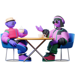 Podcast while Drinking Coffee 3D Character