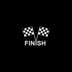 Finish flag for car racing icon isolated on dark background