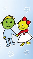 Fototapeta premium a digital illustration of a young boy and girl