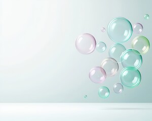 Colorful Soap Bubbles Floating Against a Soft Background