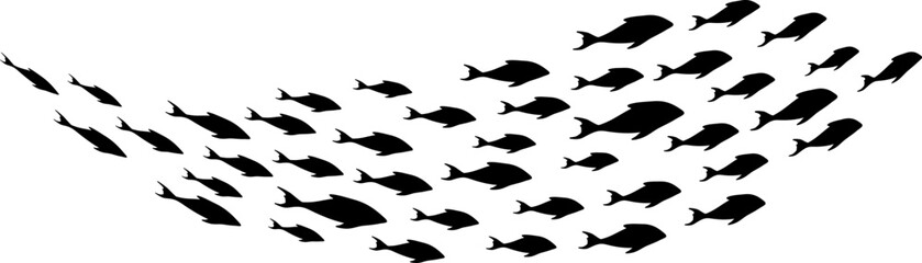 School of Fish Formation Silhouette Illustration Vector