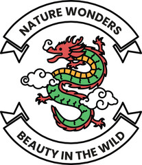 The dragon in the style of sign illustrations