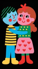 Naklejka premium a digital illustration of a young boy and girl