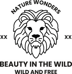 A lion with a mane and face in the style of sign illustrations