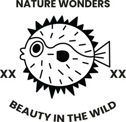 A cartoon fish with a head and body in the style of sign illustrations