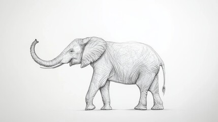 Obraz premium Intricate Line Drawing of an Elephant on a Minimalistic Background
