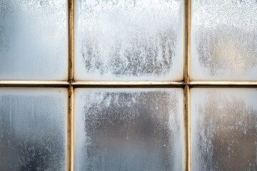 Close up of frosted glass window panes with divisions