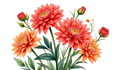 Vibrant orange and red flowers bouquet