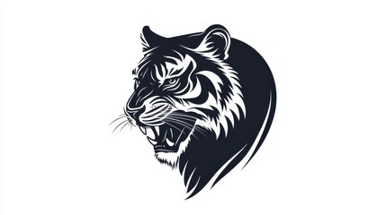 Bold Black and White Tiger Head Graphic for Wildlife Enthusiasts