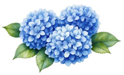 Blue hydrangea flowers on white background