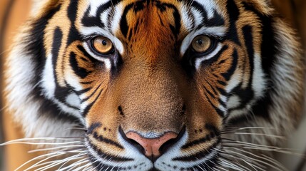 Fototapeta premium Majestic Tiger Portrait with Striking Eyes and Vibrant Fur Patterns