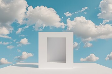 A blank outdoor sign is set against a hazy afternoon sky on a commercial billboard, serving as a mockup template