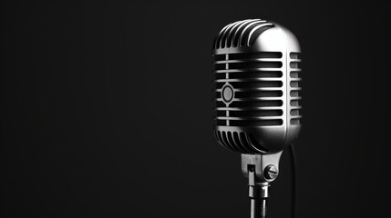 Fototapeta premium Vintage microphone on a dark background.