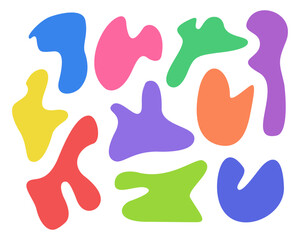 Set of irregular liquid organic shapes. Abstract colorful simple shapes